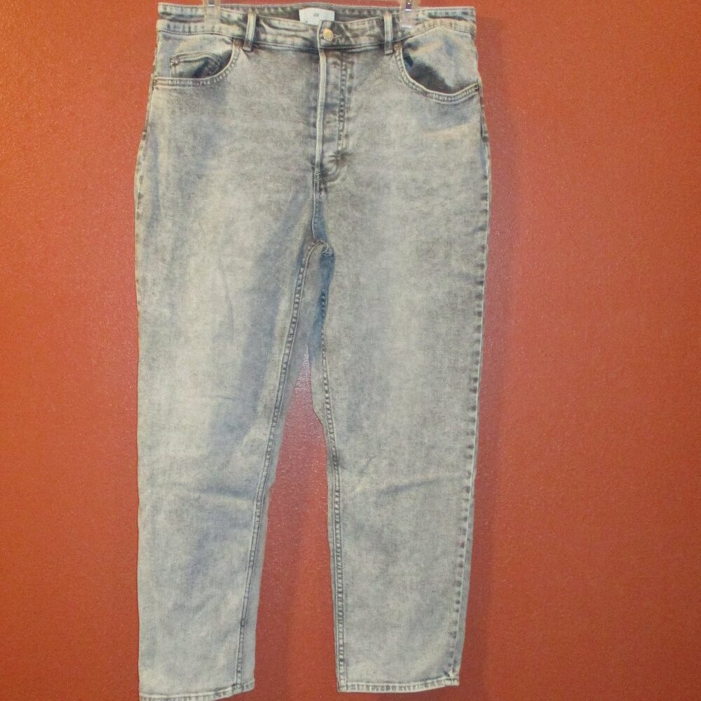 H&M Jeans Button Fly Woman 14 Gray Pockets Outdoors BBQ Party Fun Denim Jeans